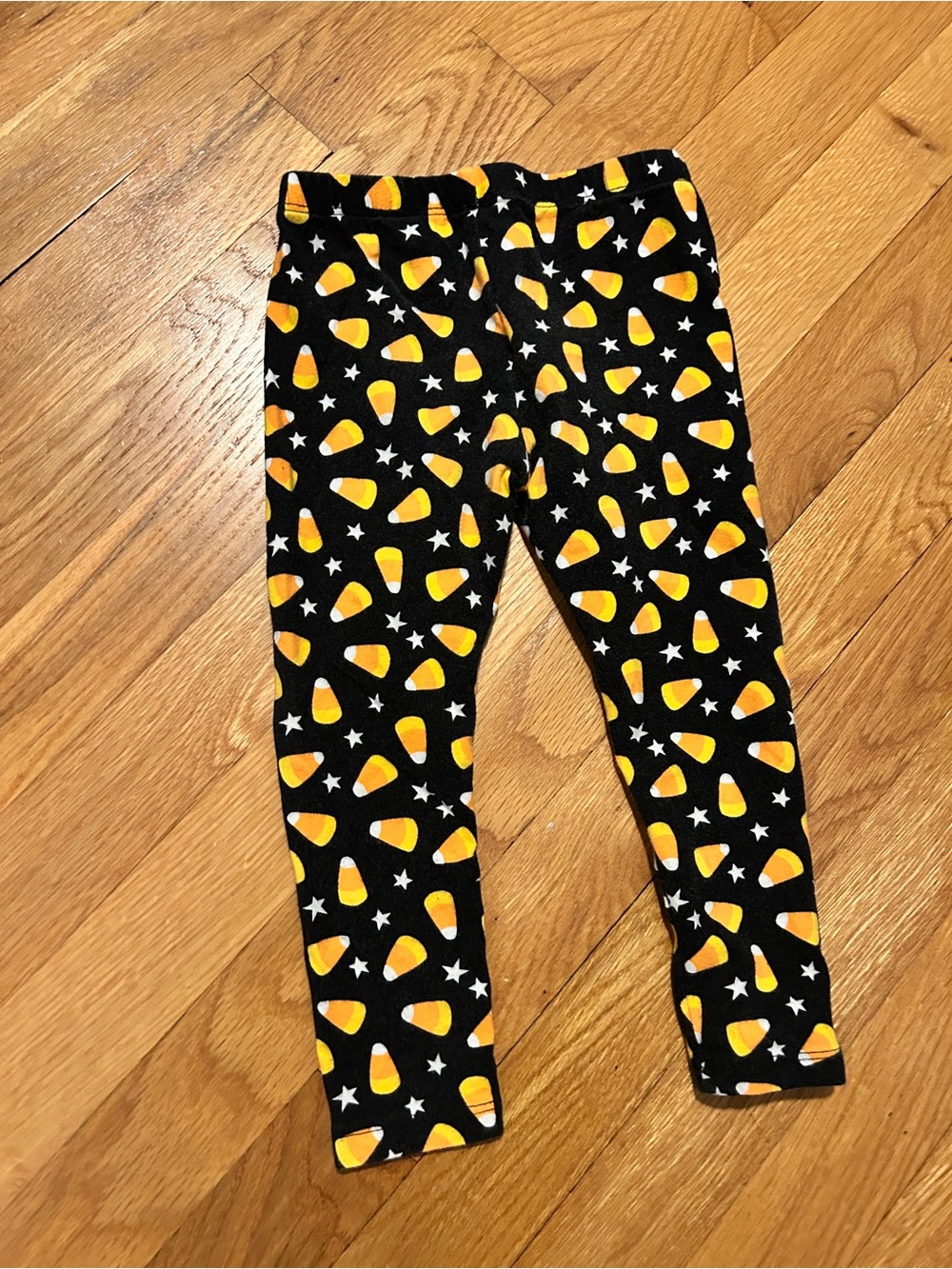 Black Candy Corn Print Kids Leggings